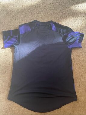 Men's Black Short Sleeve Athletic Jersey with Purple Accents